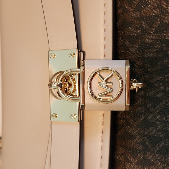 Michael Kors Large Hamilton Legacy Logo Belted Satchel- Pink & Brown NWT $628 - Picture 7 of 11